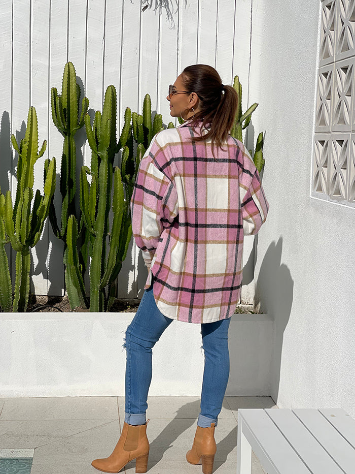 Pink Check Shacket