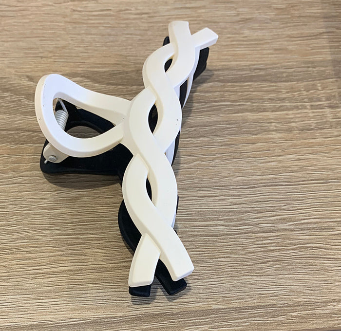 Braided Claw Clip - White Black