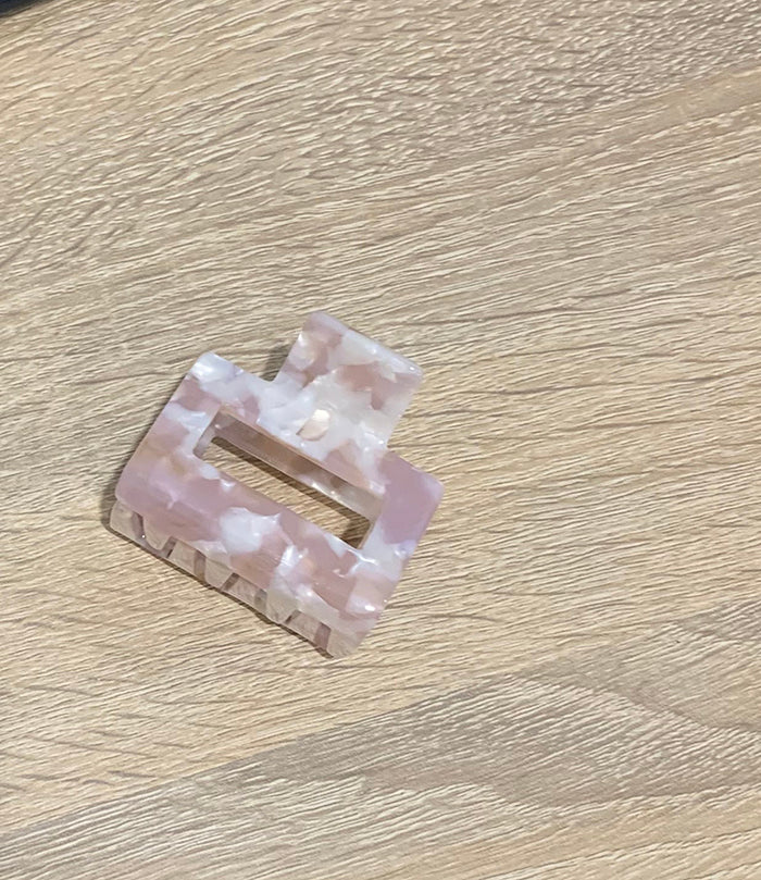 Rectangle Mini Claw Clip - Pink Opal