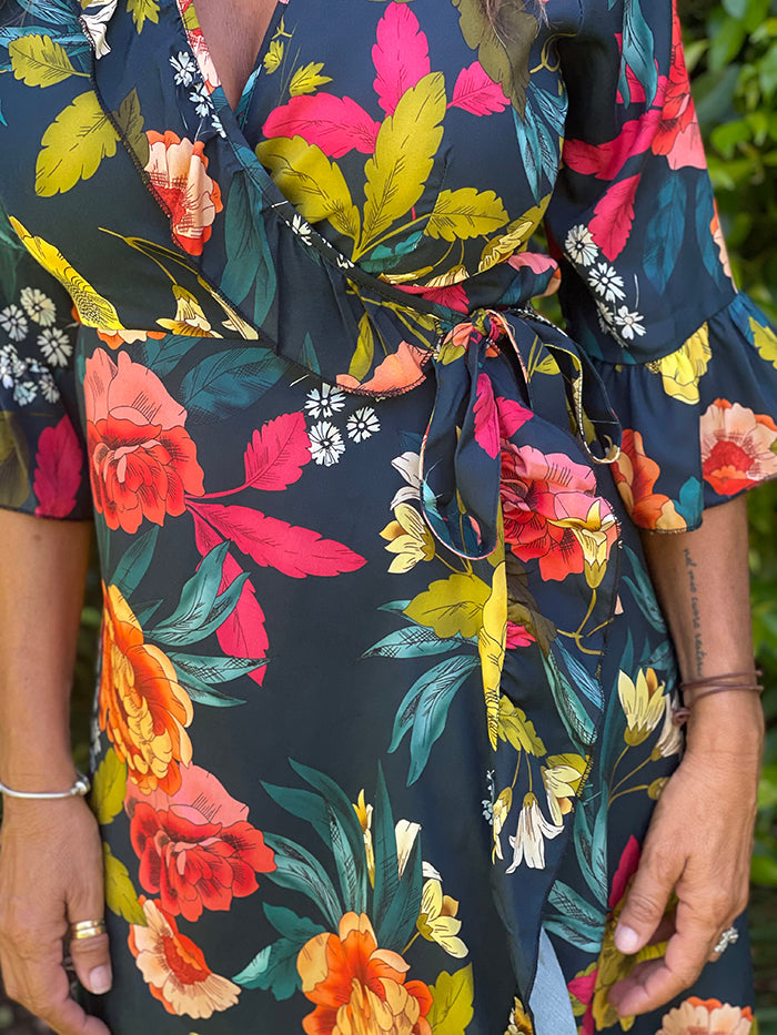 Nero Floral Wrap Dress
