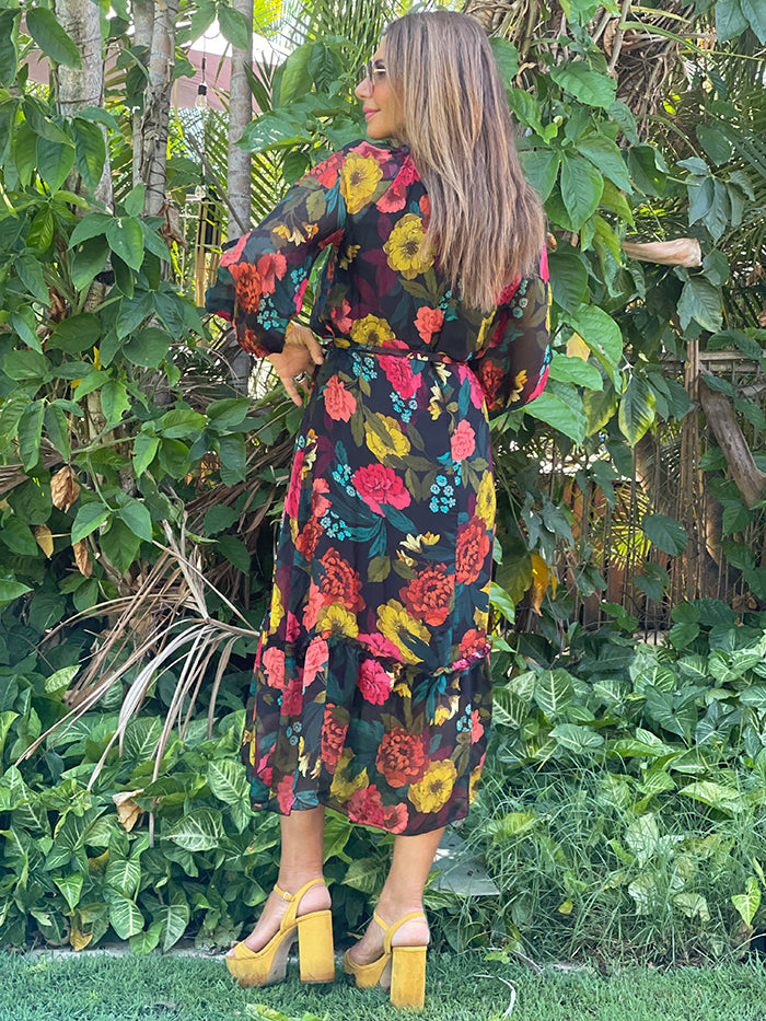 Nero Floral Silk Dress