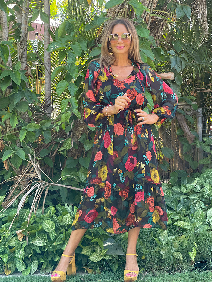Nero Floral Silk Dress