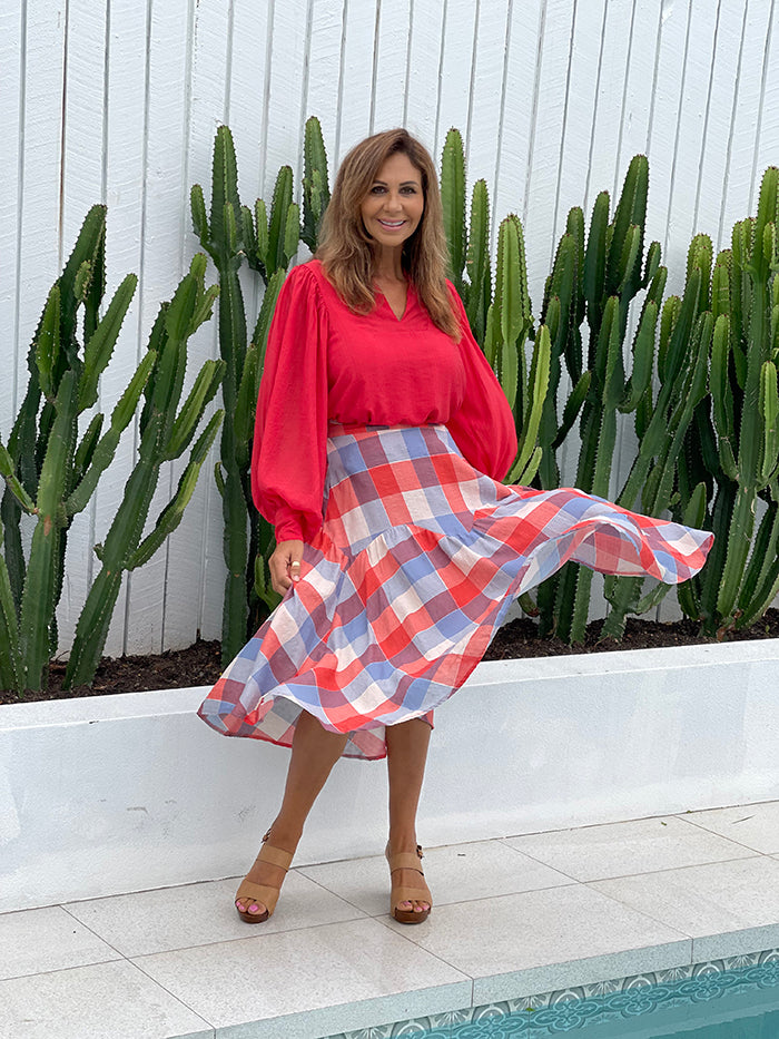 Checkers Skirt - Red and Blue