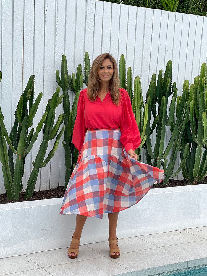 Checkers Skirt - Red and Blue