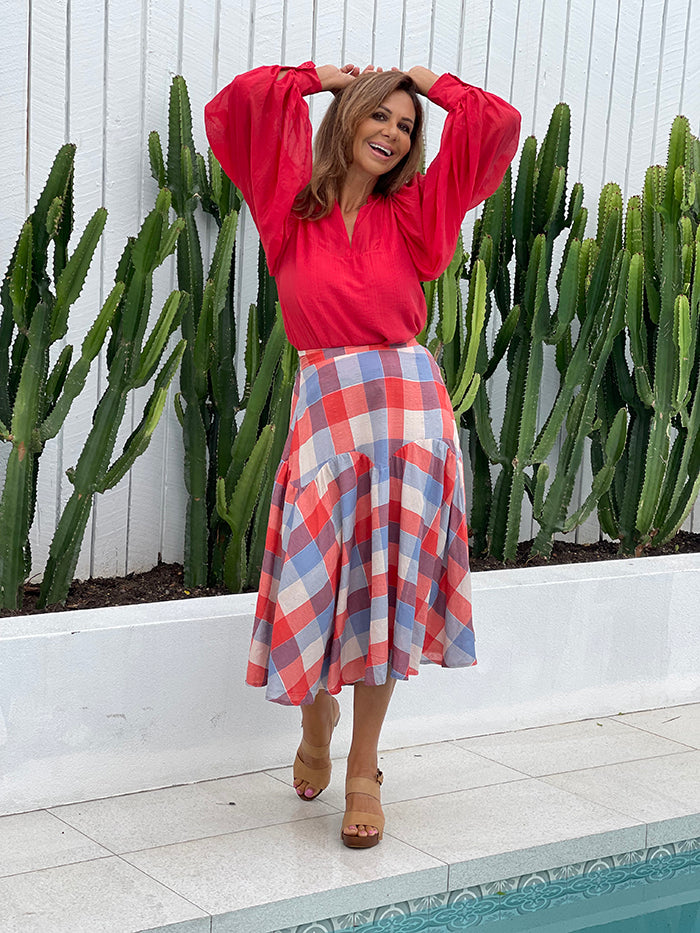 Checkers Skirt - Red and Blue