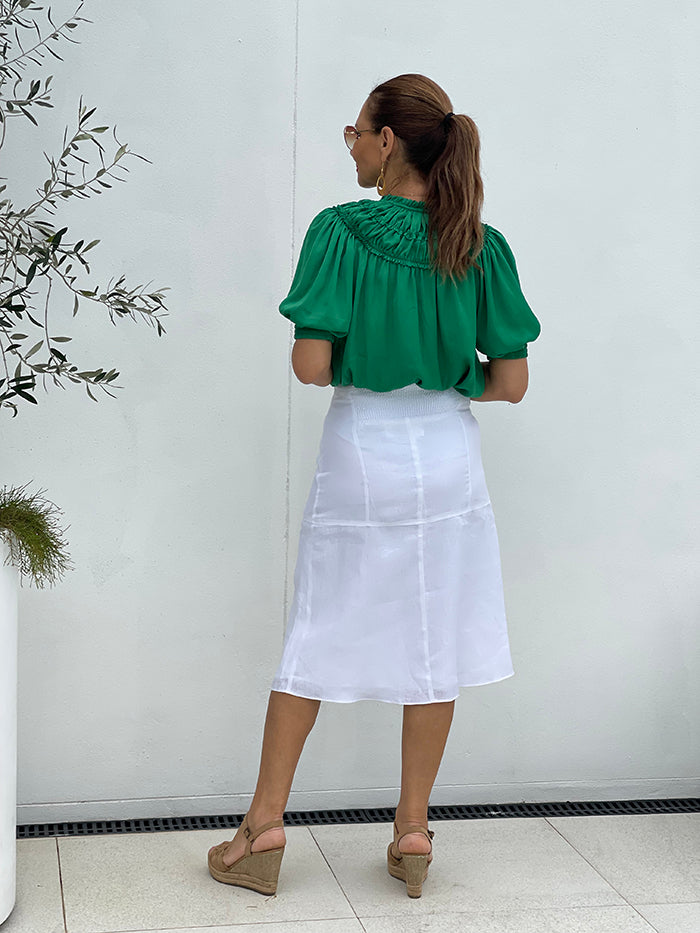 Maxine Linen Skirt - White