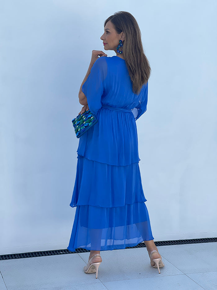 Carii Silk Dress - Cerulean Blue