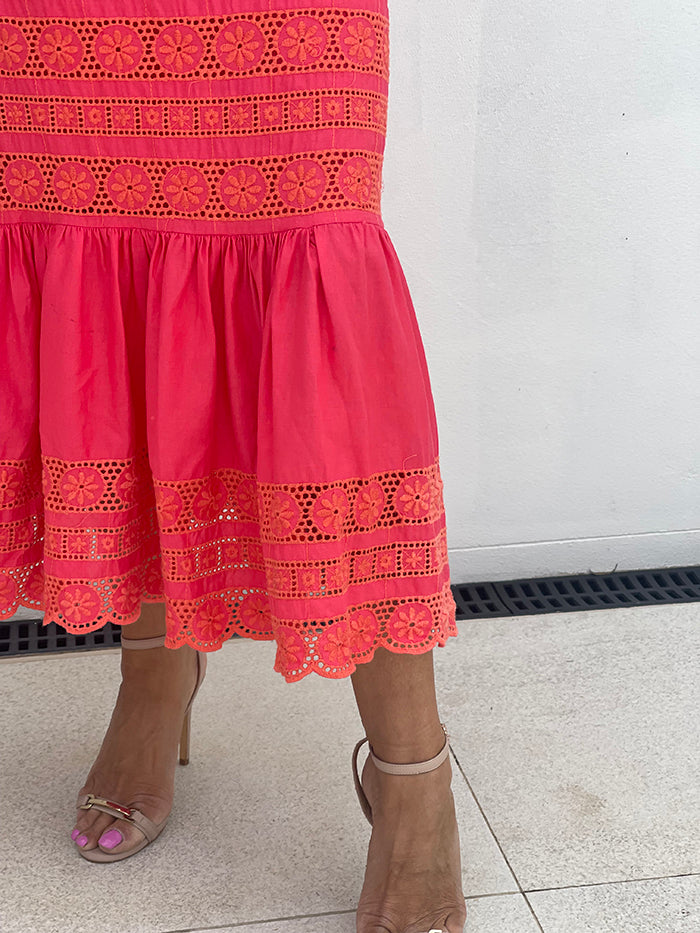 Our Love Embroidered Peplum Skirt - Watermelon