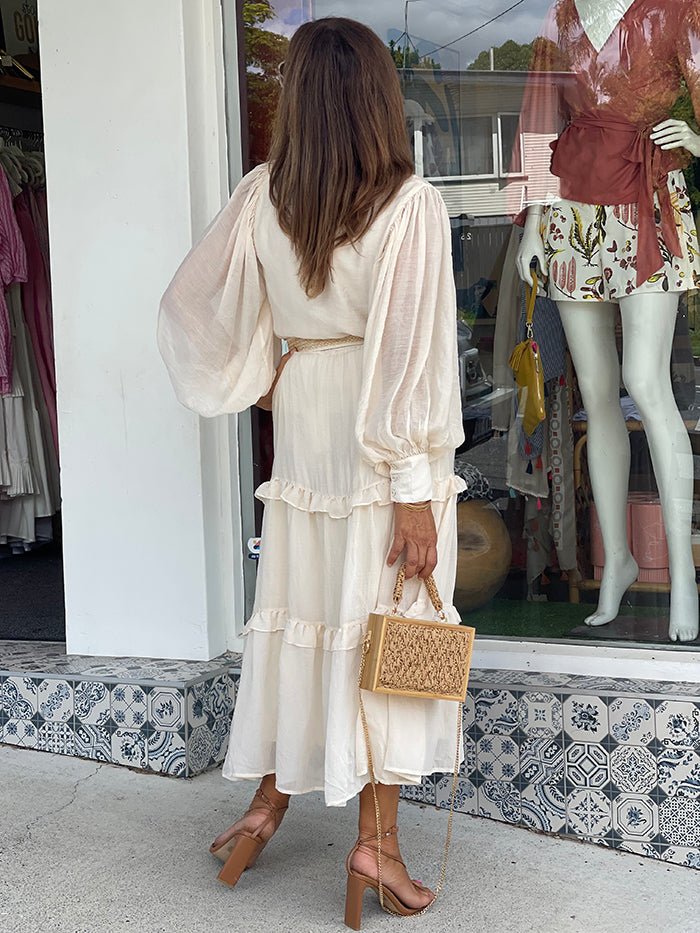 Harlow Long Ruffle Skirt - Cream