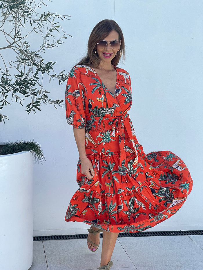 Frankie Jungle Swing Dress - Orange