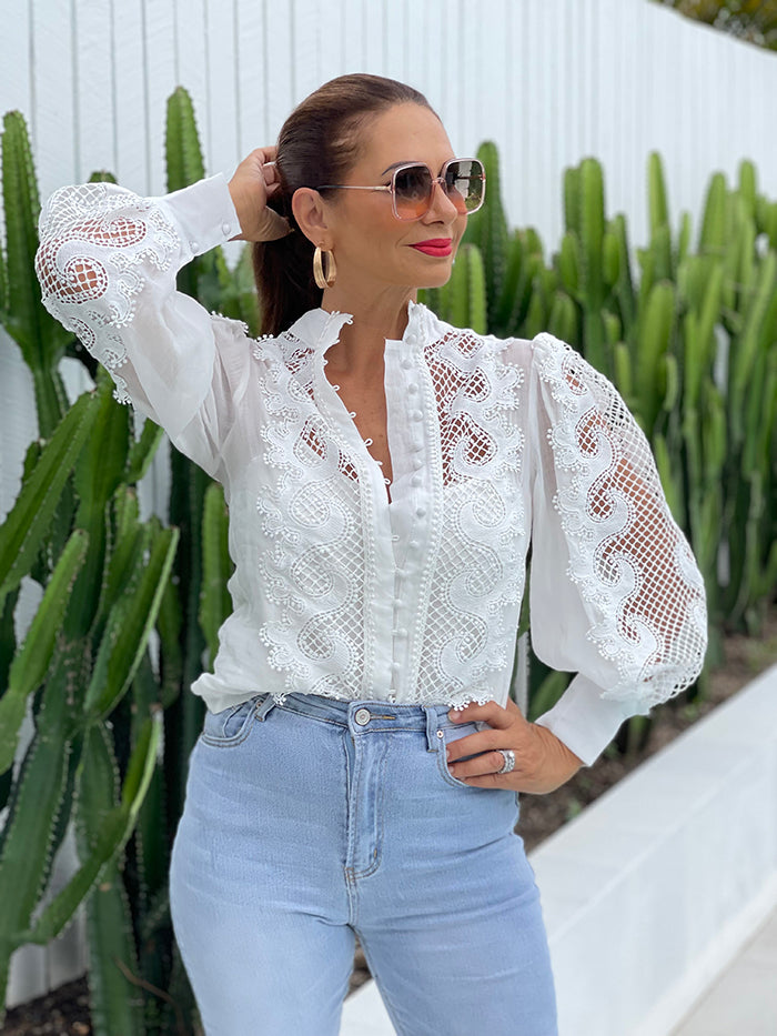 Victoriana Lace Blouse - White