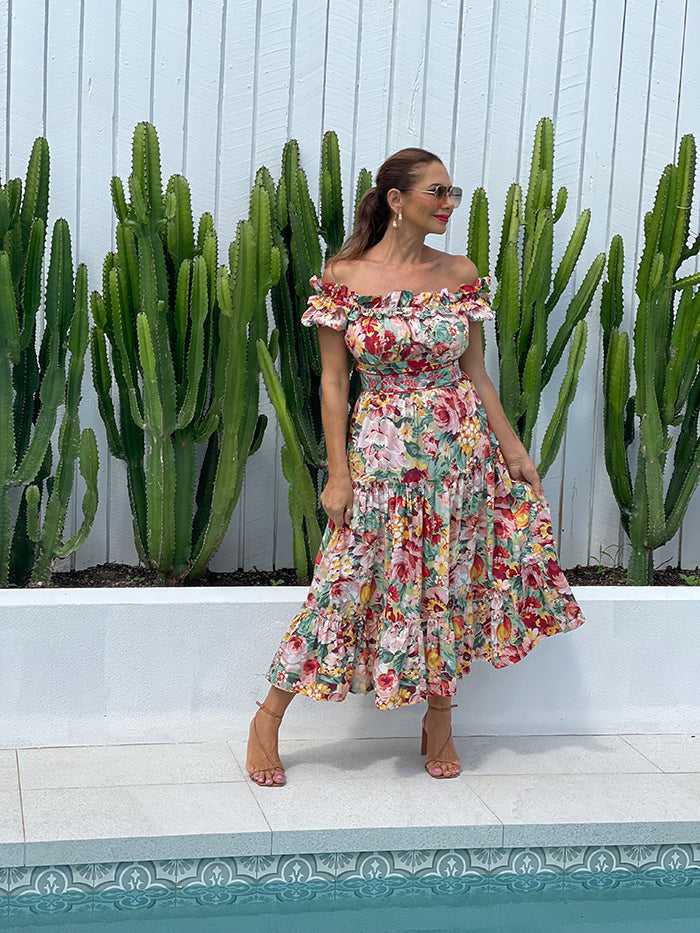 Into the Garden Off the Shoulder Dress