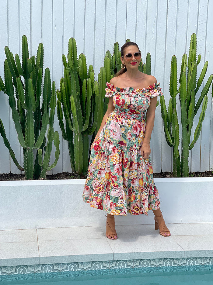 Into the Garden Off the Shoulder Dress