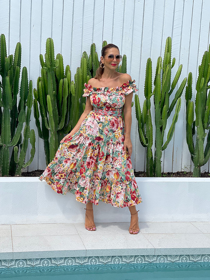 Into the Garden Off the Shoulder Dress