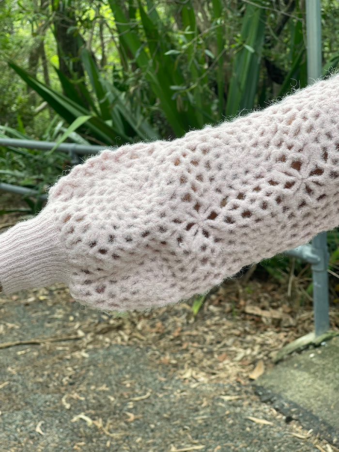 Crochet Sleeve Knit - Blush