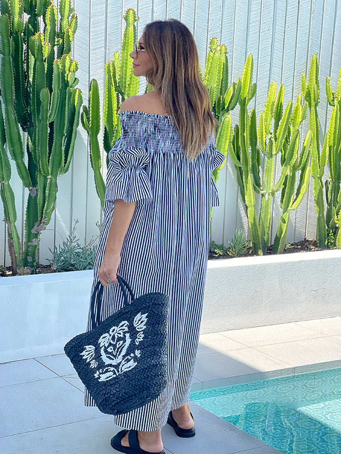 Elide Off The Shoulder Dress - Stripe
