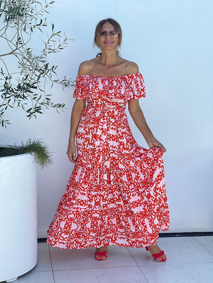Neri Maxi Dress - Pink and Orange