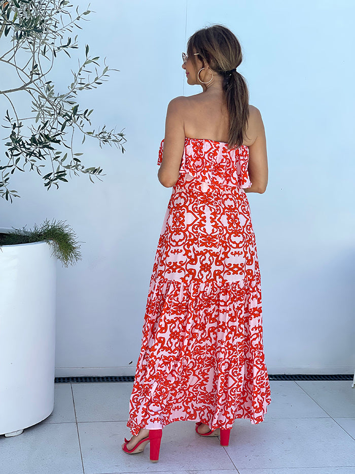 Neri Maxi Dress - Pink and Orange