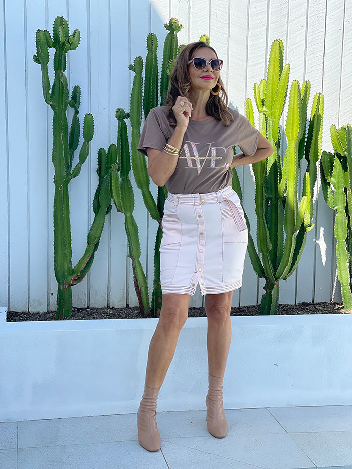 Bree Blush Denim Skirt