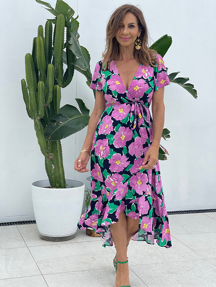 Daisy Days Wrap Dress - Navy