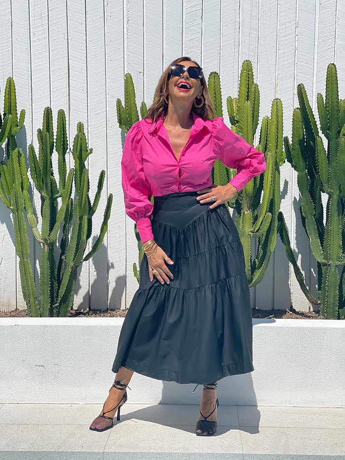 Black Wax Maxi Skirt