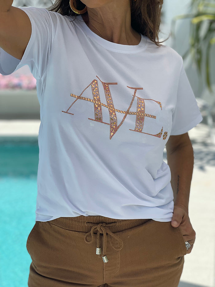 Ave Embellished Tee - White