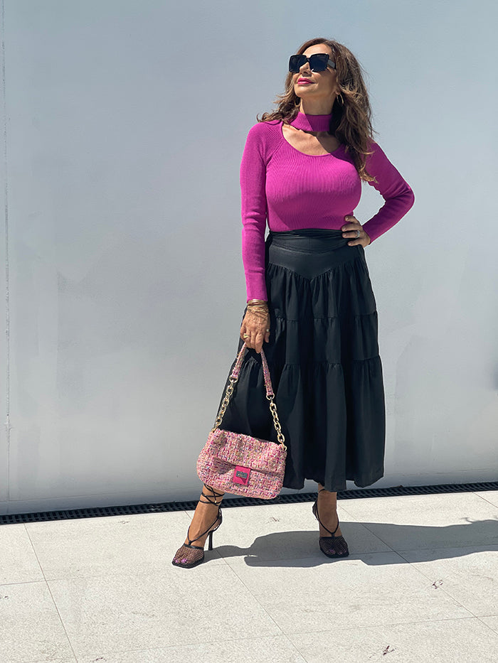 Black Wax Maxi Skirt