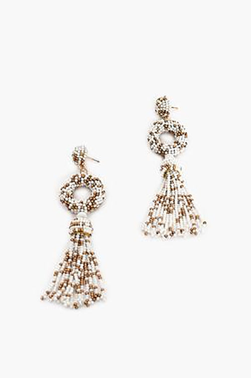 Beaded Long Tassel Earrings