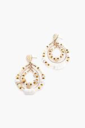 Stone Chips Earrings White and Gold