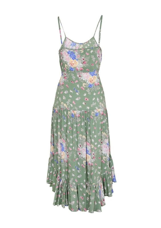 Eve Frilled Midi Dress - Olive