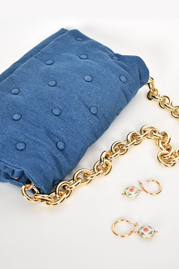 Mina Button Bag - Denim