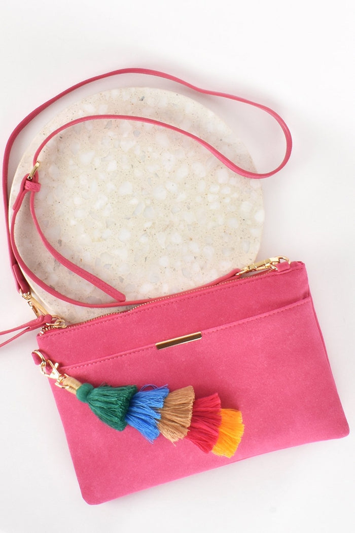 Lylah Tassel Crossbody Bag - Hot Pink