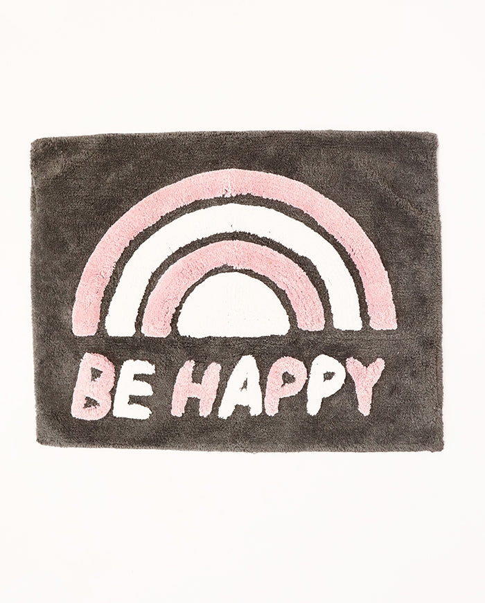 Be Happy Bath Mat - Charcoal