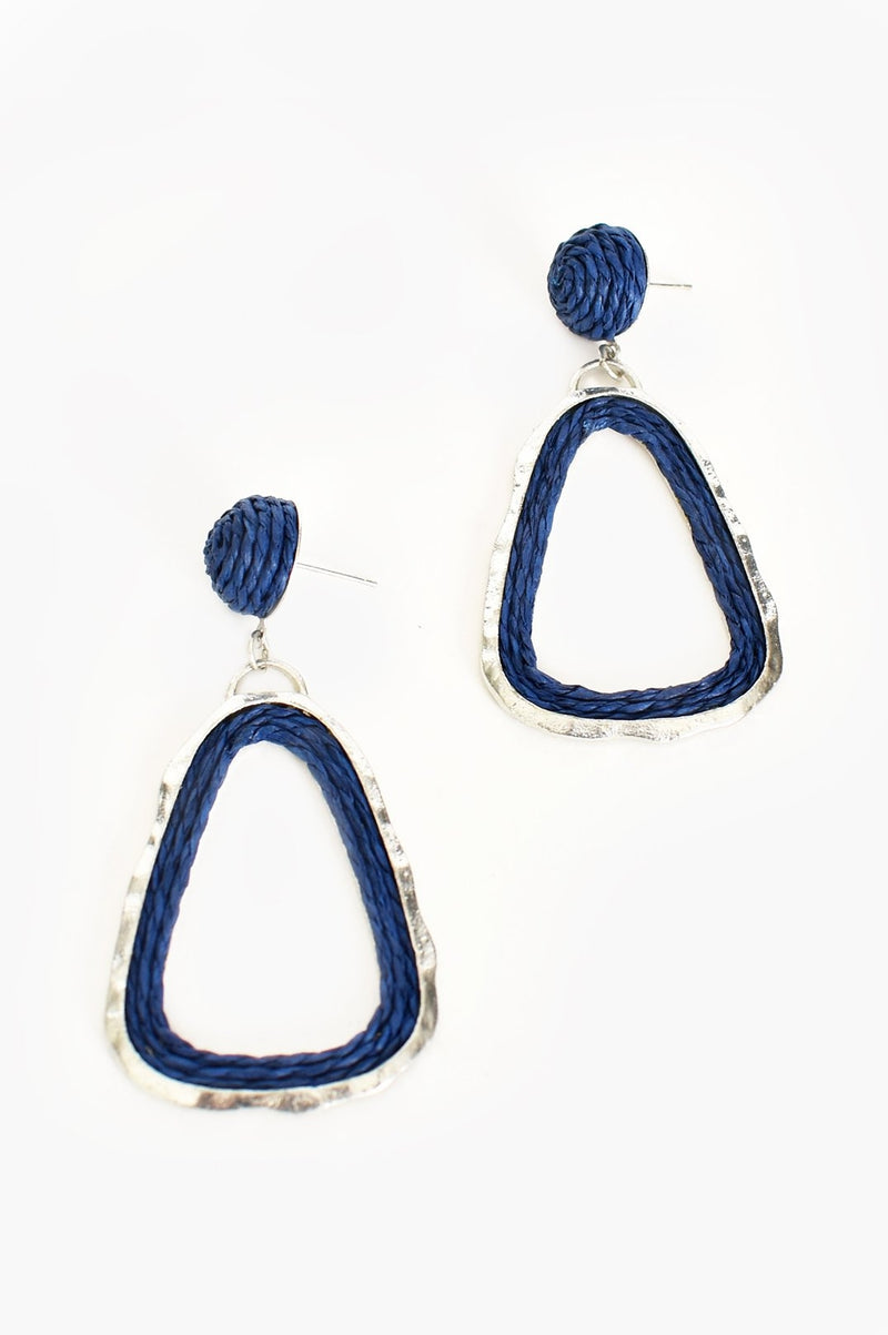 Beaten Metal Cord Cut Out Earrings