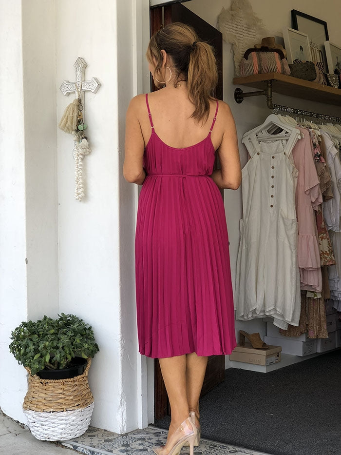 Fuschia Pleated Dress