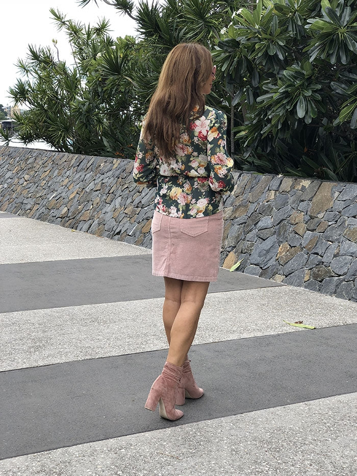 Pink Corduroy Skirt