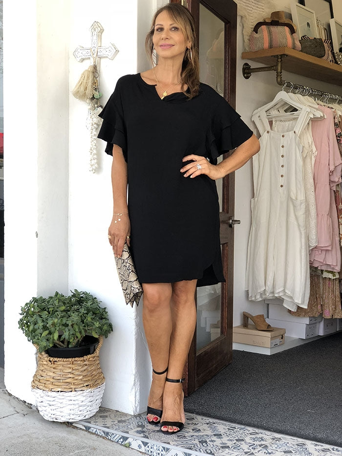 Harper Frill Dress - Black