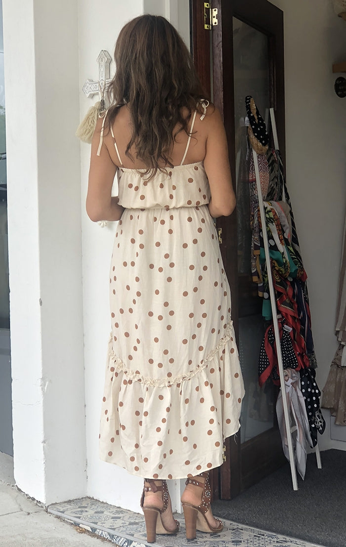 Phoebe Dot Dress - Beige