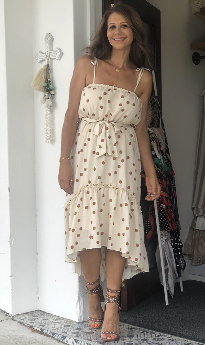 Phoebe Dot Dress - Beige