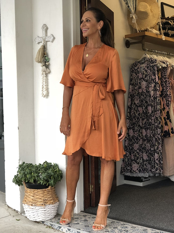Mariella Wrap Dress - Apricot
