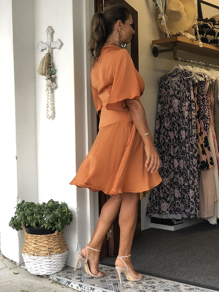 Mariella Wrap Dress - Apricot