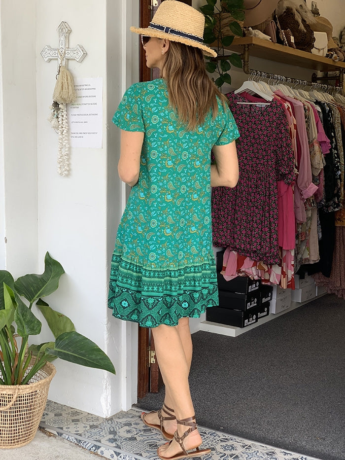 Gerina Dress - Teal Floral