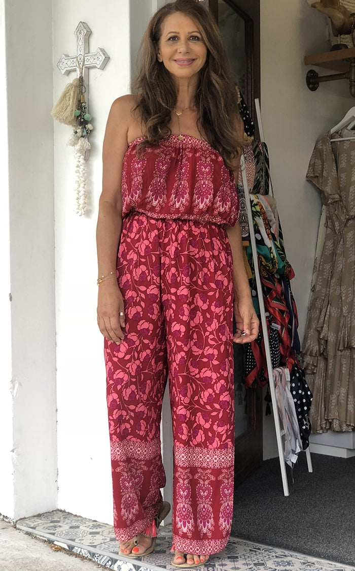 Marla Jumpsuit - Red Floral