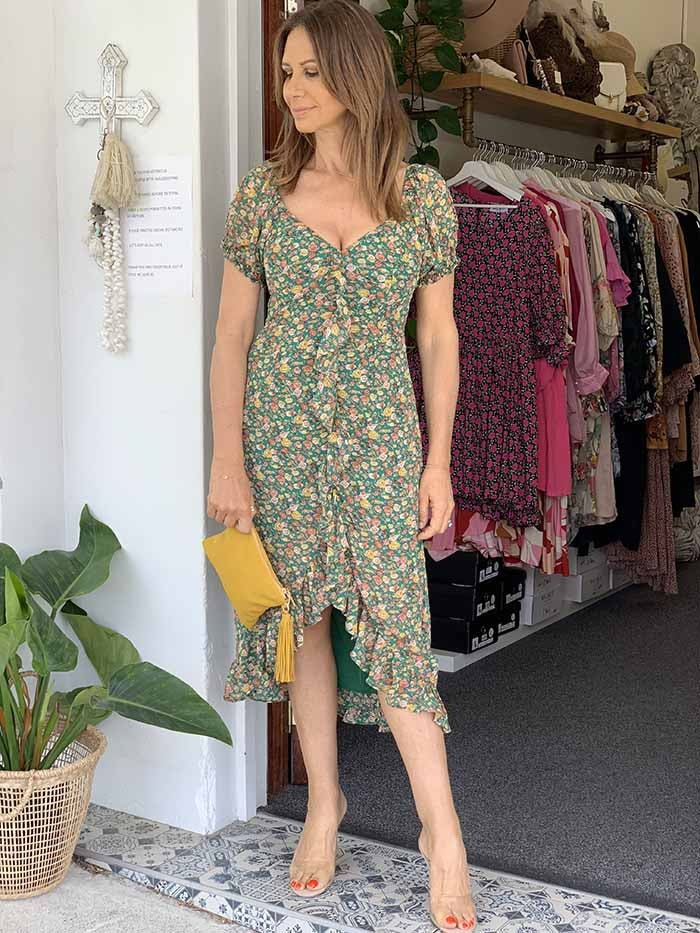 Polina Dress - Green floral