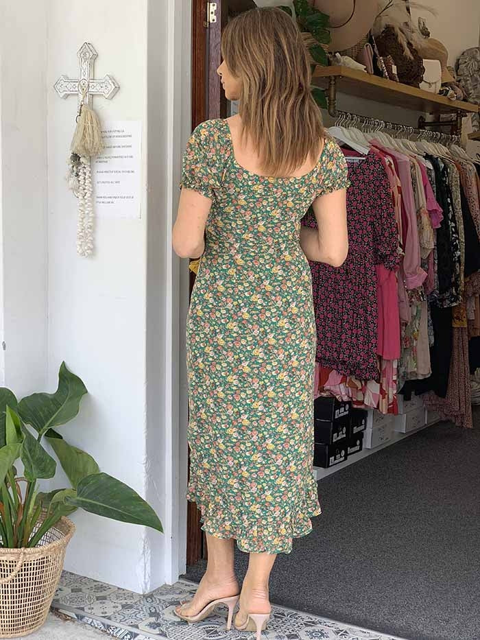 Polina Dress - Green floral