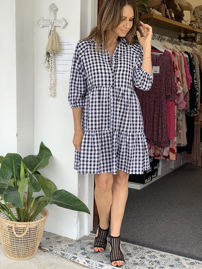 Monty Button Through Tiered Dress
