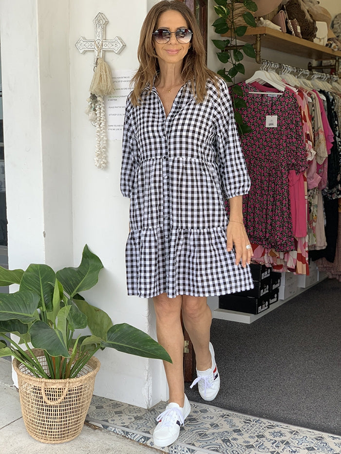 Monty Button Through Tiered Dress