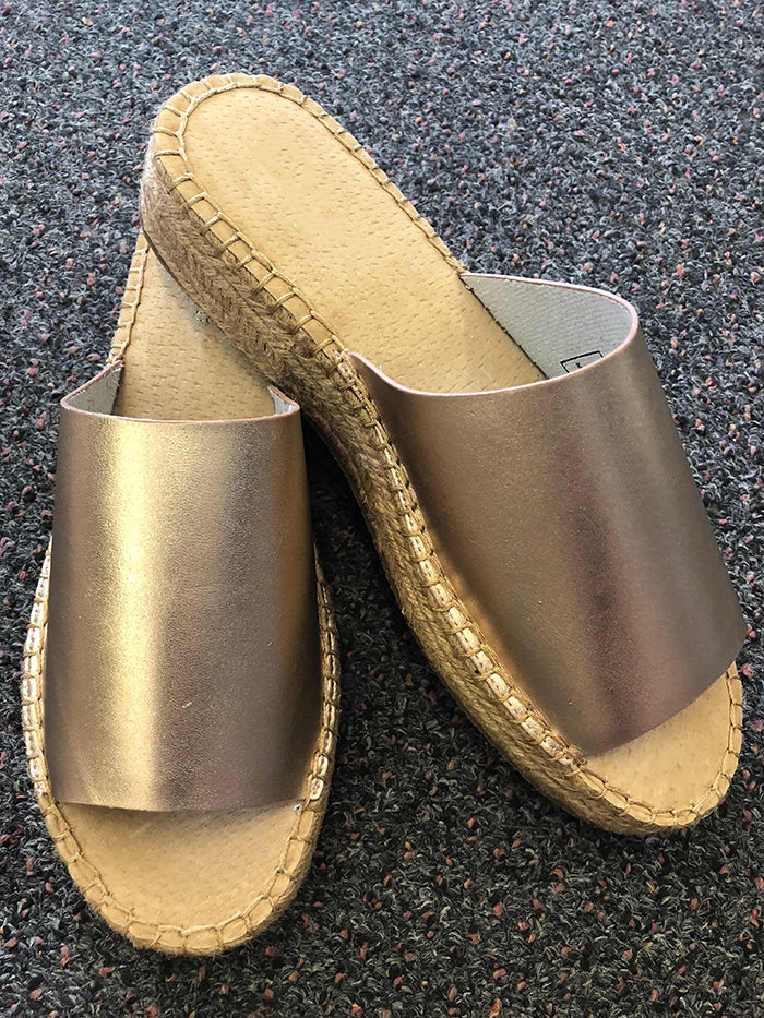 Arossim Espadrille Slides - Rose Gold