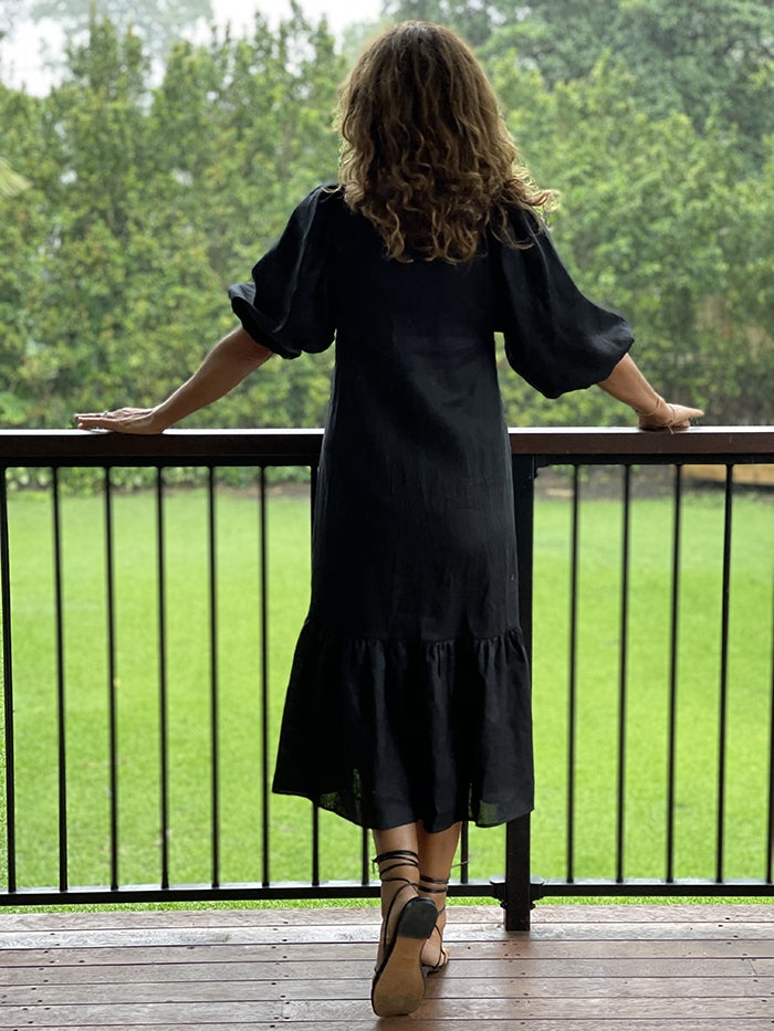 Lillian Puff Sleeve Dress - Black