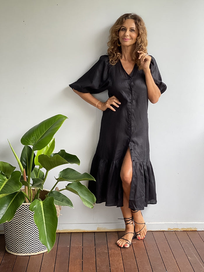 Lillian Puff Sleeve Dress - Black